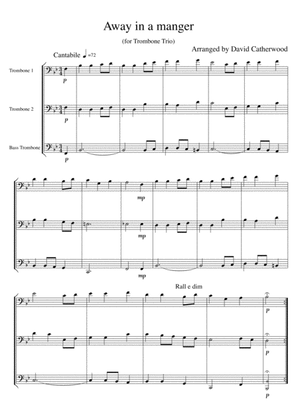 Away in a manger arranged for Trombone Trio by David Catherwood