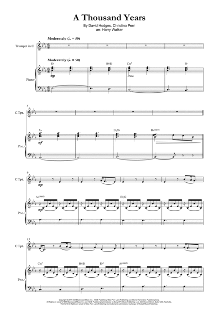 A Thousand Years Trumpet Solo scores gallery preview page 3
