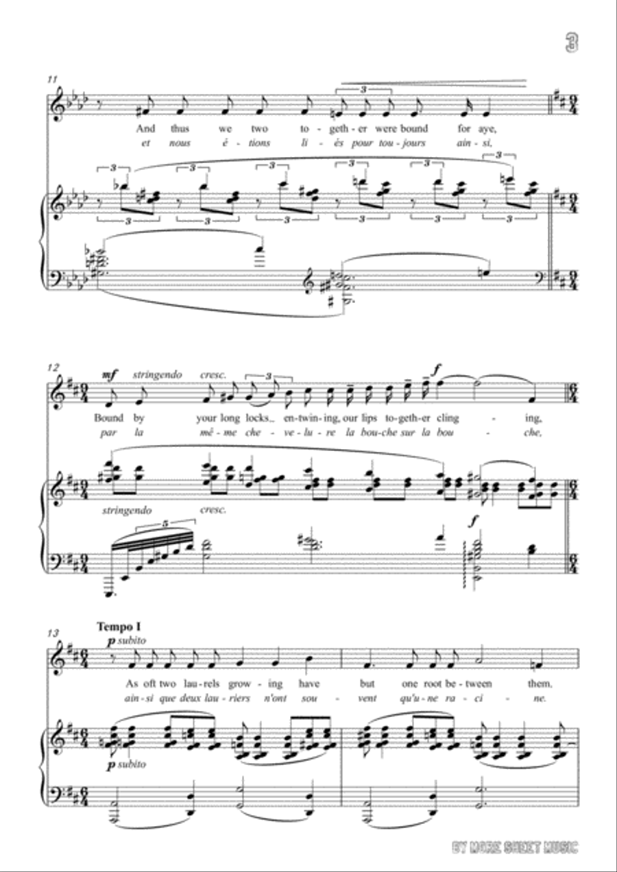 Debussy-Her Hair in A flat Major,for voice and piano Voice Solo scores gallery preview page 5