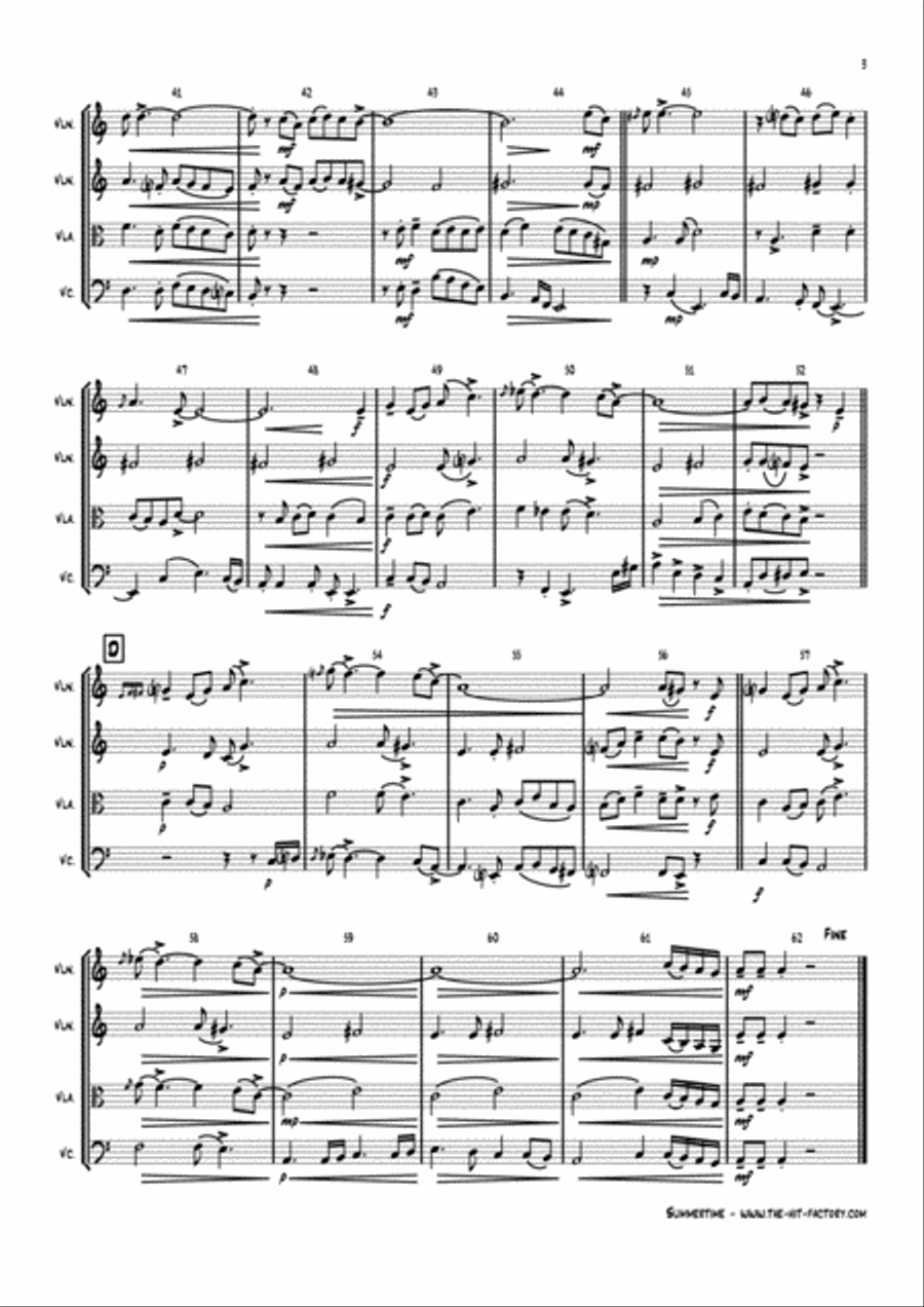 Summertime String Quartet scores gallery preview page 3