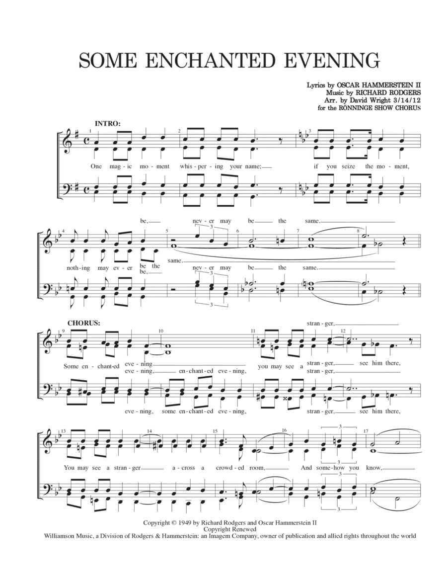 Some Enchanted Evening A Cappella scores gallery preview page 1