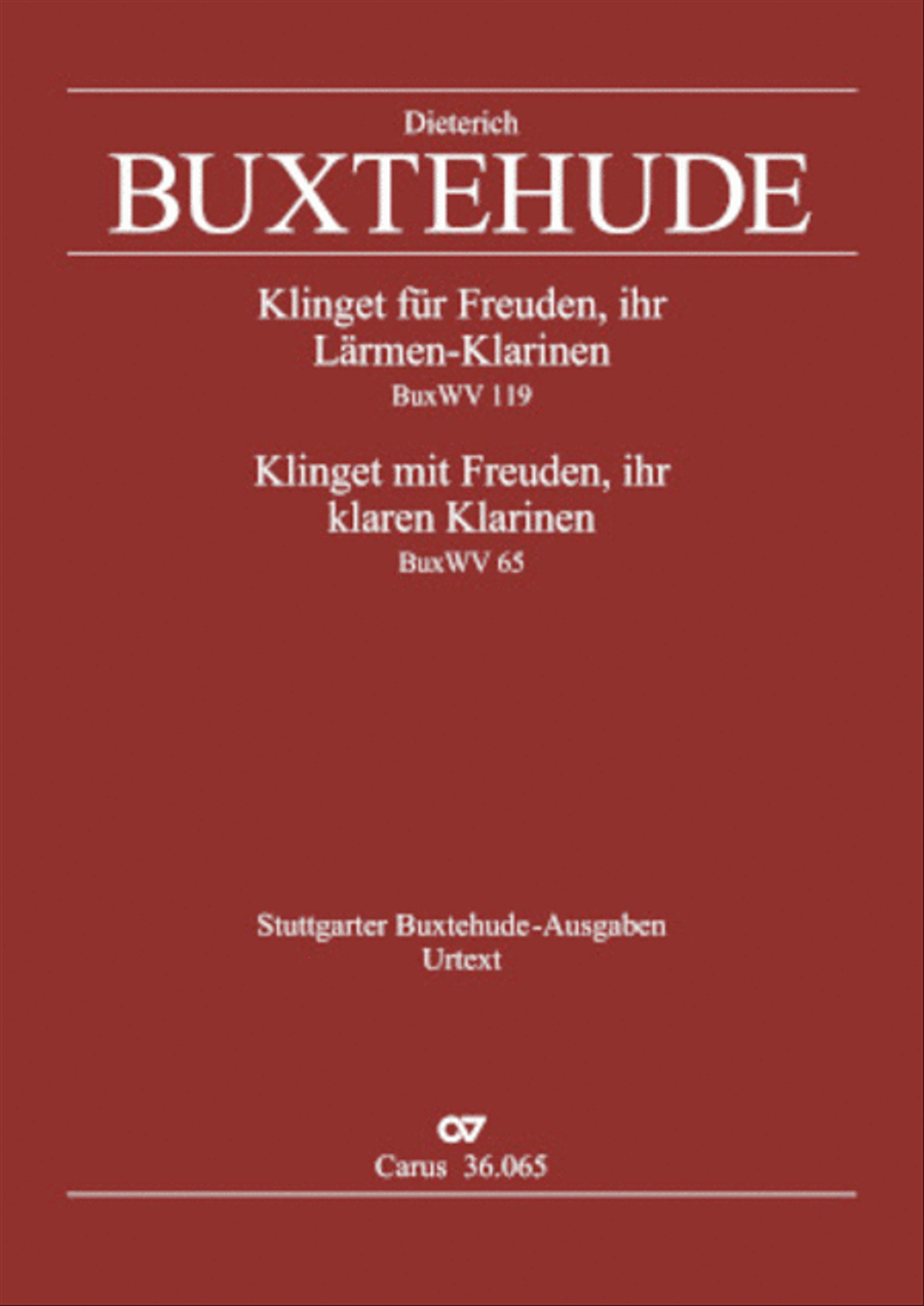 Klinget fur Freuden, ihr Larmen-Klarinen BuxWV 119 / Klinget mit Freuden, ihr klaren Klarinen BuxWV 65 Score scores gallery preview page 1