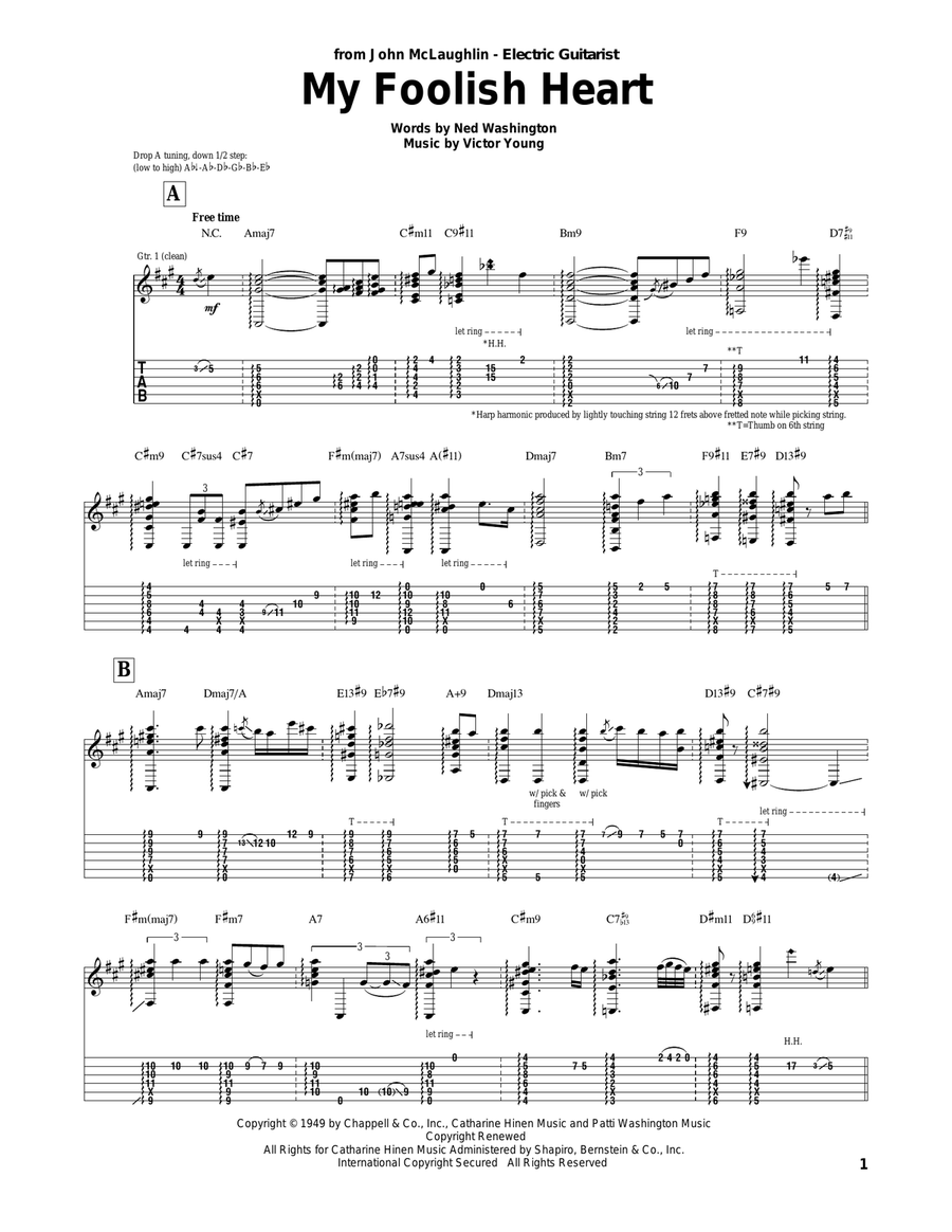 My Foolish Heart Electric Guitar scores gallery preview page 1