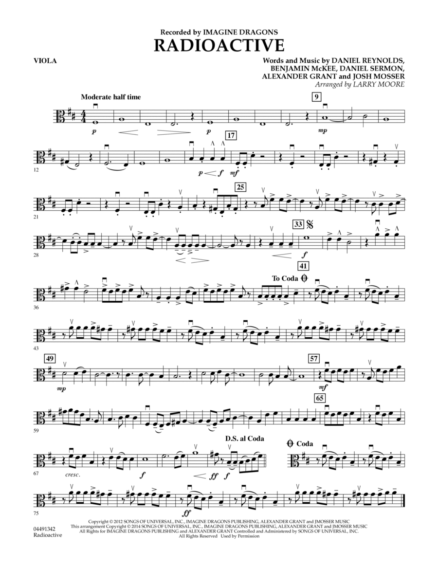 Radioactive - Viola Orchestra scores gallery preview page 1