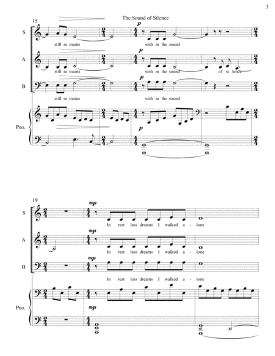 The Sound Of Silence The Sound Of Silence 3-Part scores gallery preview page 3