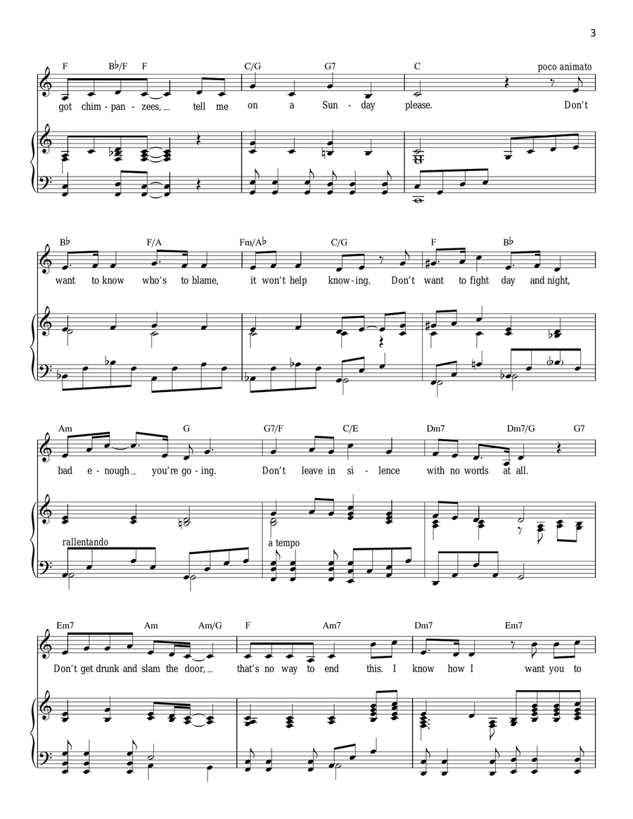 Tell Me On A Sunday Piano, Vocal scores gallery preview page 3