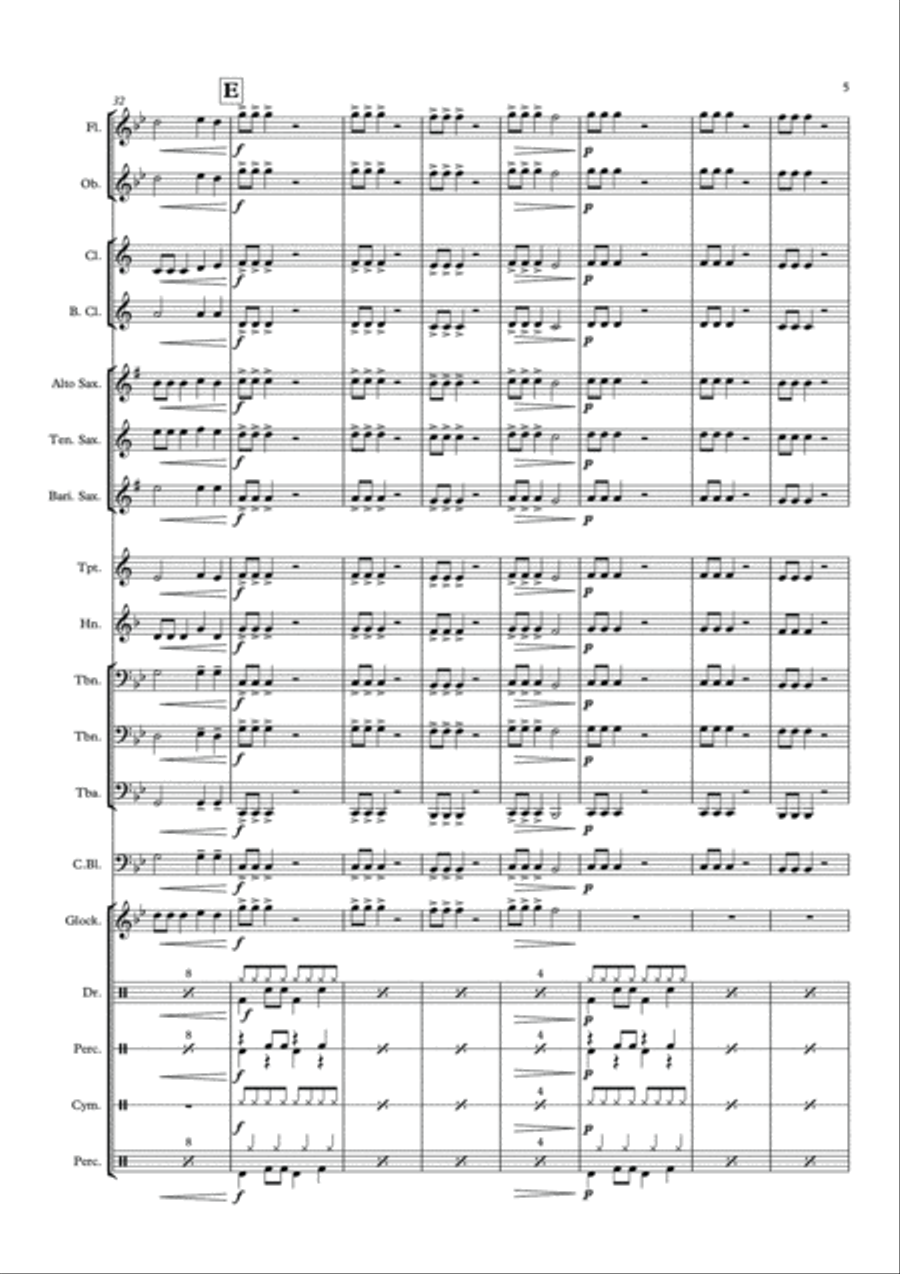 Jungle Rock ! Concert Band scores gallery preview page 6