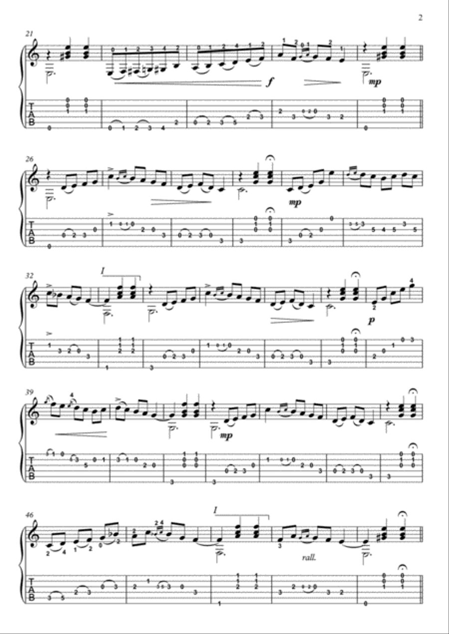 Malaguena by Tarrega guitar solo with tab Small Ensemble scores gallery preview page 2