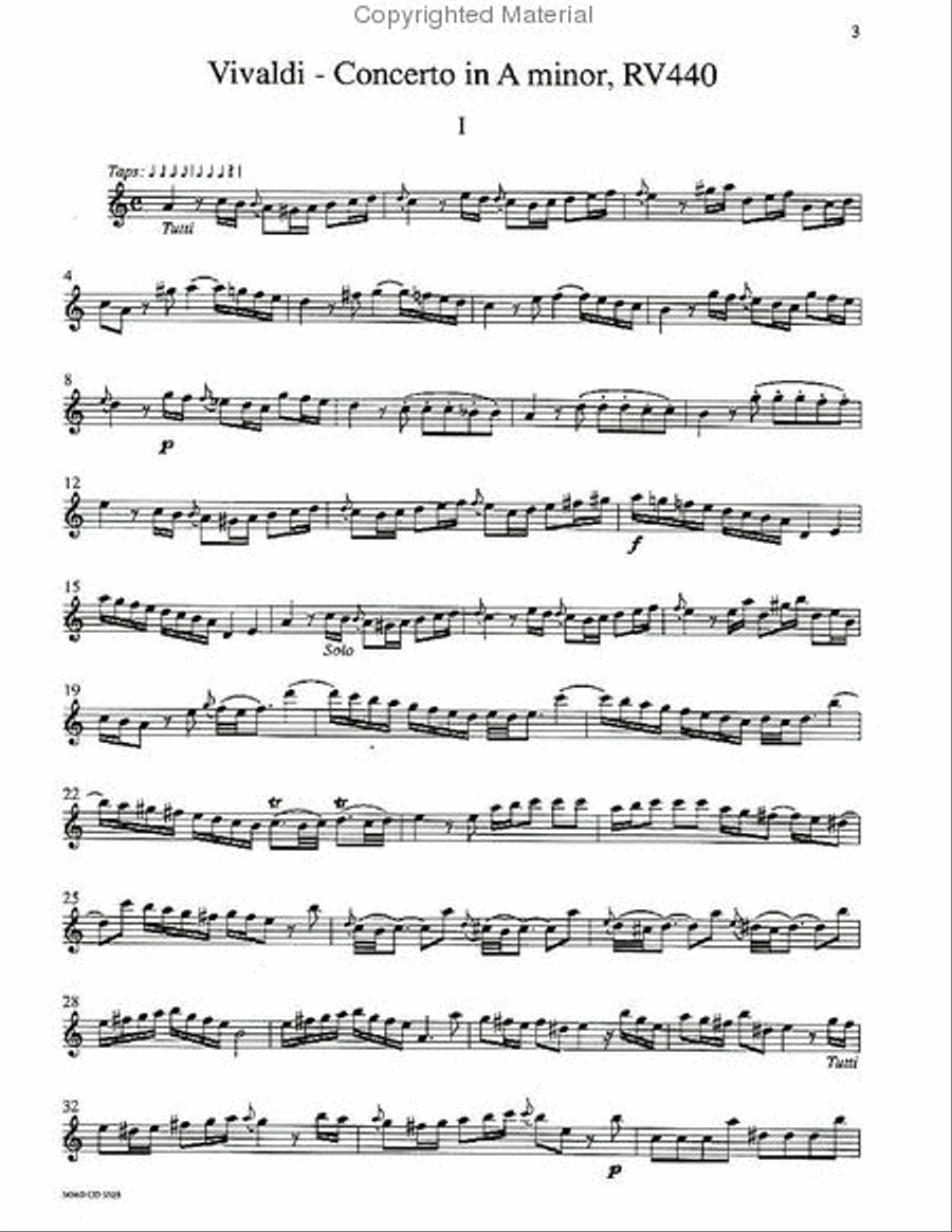 Vivaldi Flute Concerti in D Major (RV429); G Major (RV435); A Minor (RV440) Flute Solo scores gallery preview page 2