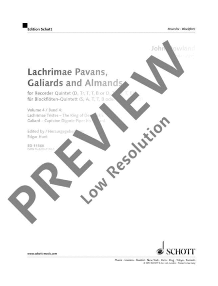 Lachrimae Pavans, Galiards and Almands