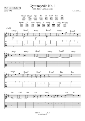 Gymnopedie No. 1 (GUITAR TAB) from Trois Gymnopedies [Erik Satie]