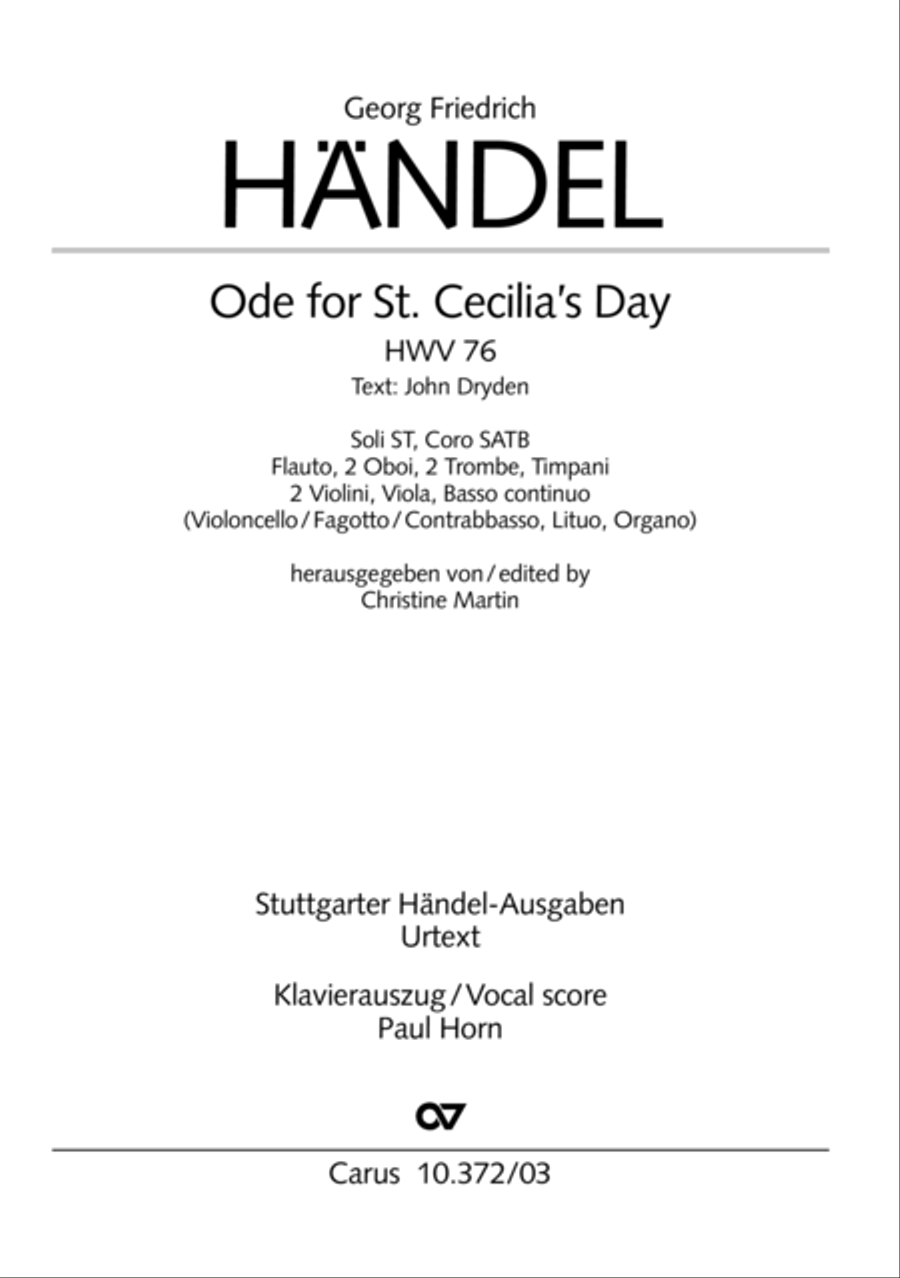 Ode for St. Cecilias Day 4-Part scores gallery preview page 2