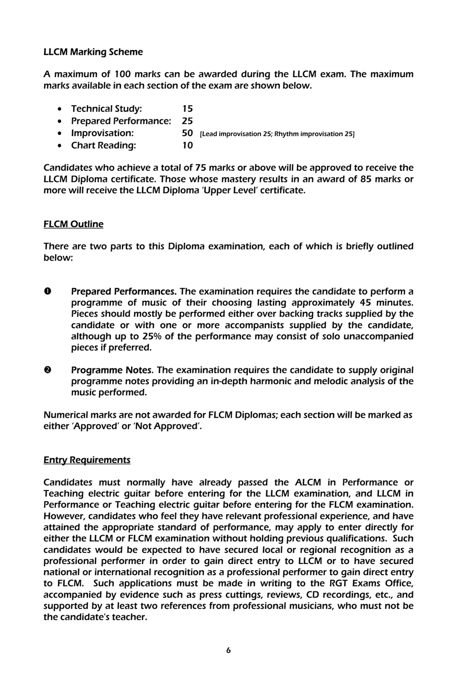 LCME Electric Guitar Performance Diplomas LLCM/FLCM Electric Guitar scores gallery preview page 7