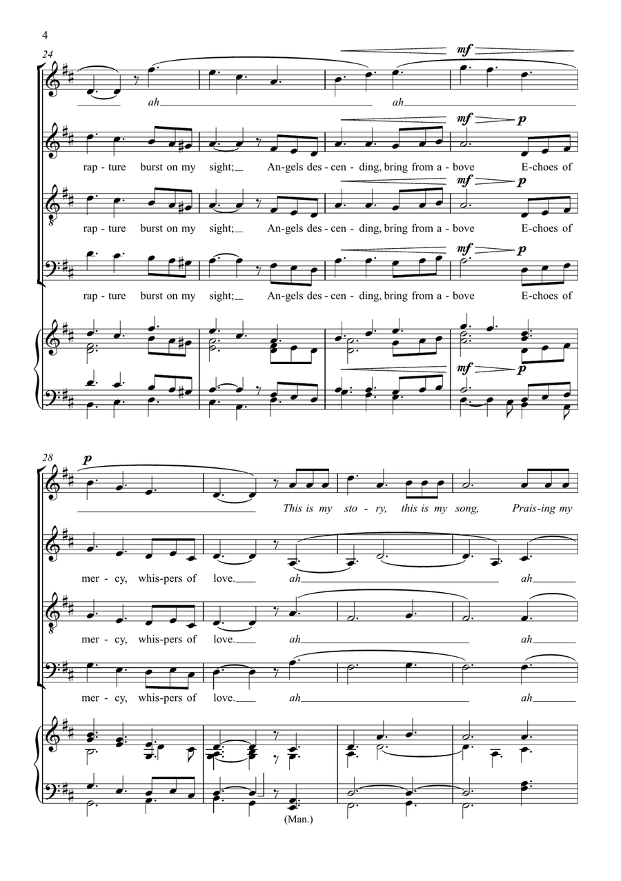 Blessed Assurance (arranged for SATB or SABar choir) 4-Part scores gallery preview page 4