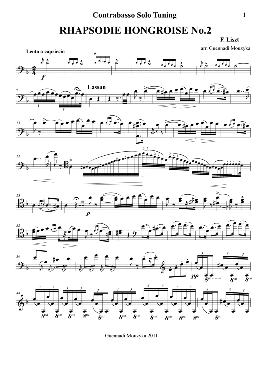 F. Liszt Rhapsodie Hongroise No.2 Double Bass scores gallery preview page 1
