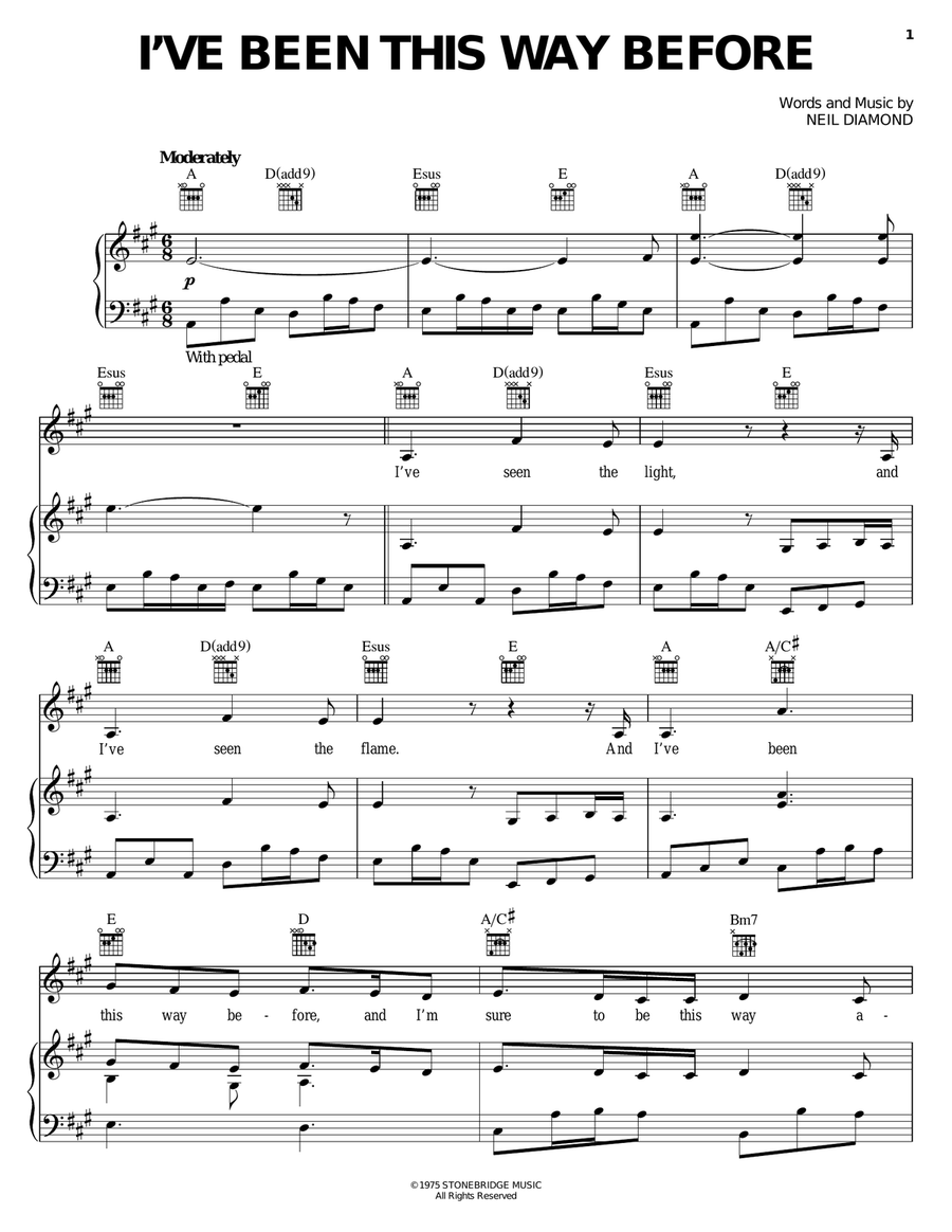 I've Been This Way Before Piano, Vocal, Guitar scores gallery preview page 1
