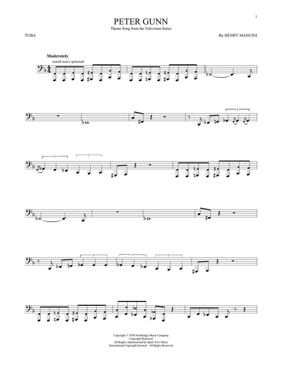 Peter Gunn Tuba scores gallery preview page 1