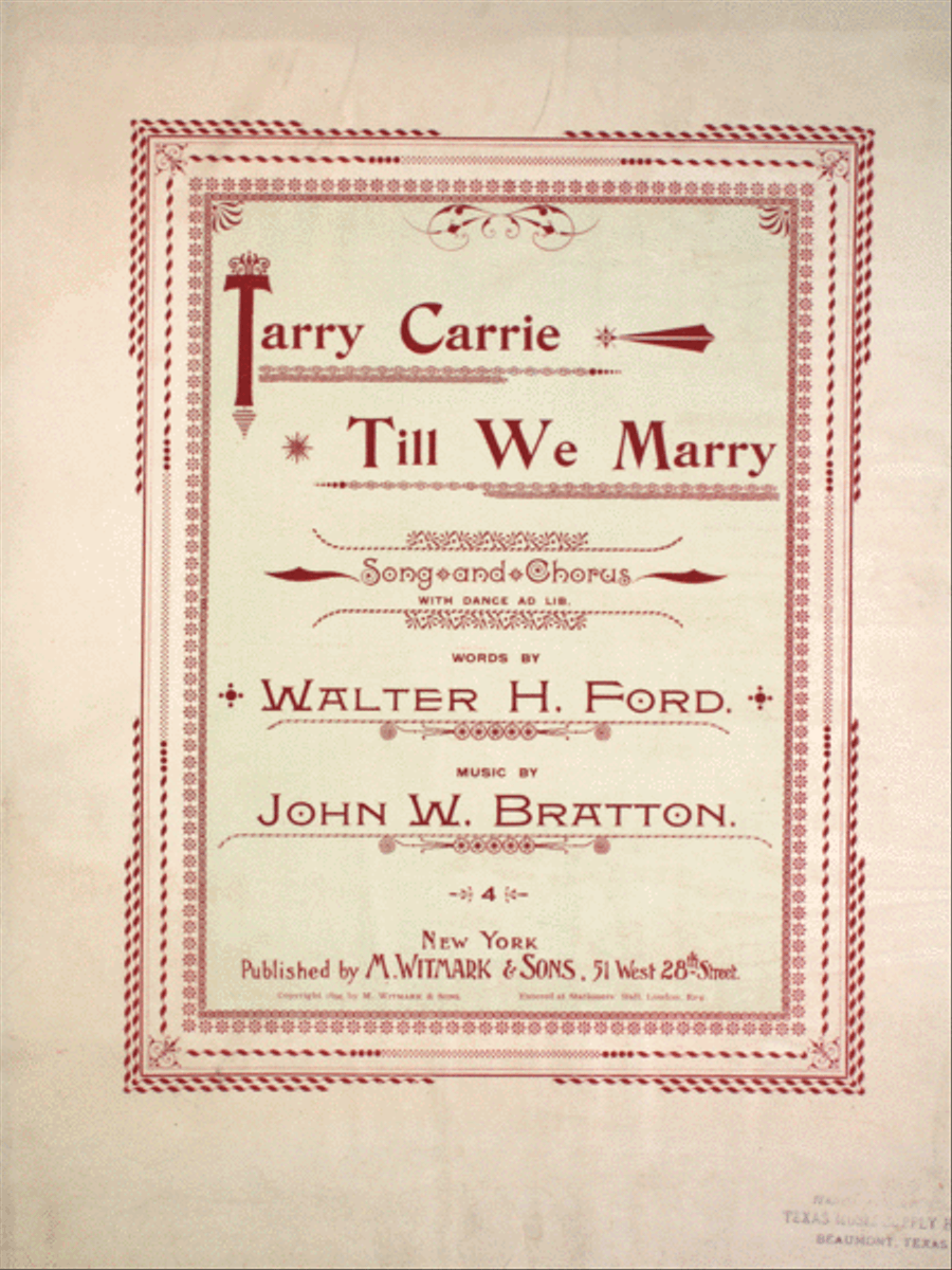 Tarry Carrie Till We Marry. Song and Chorus With Dance Ad Lib Choir scores gallery preview page 1