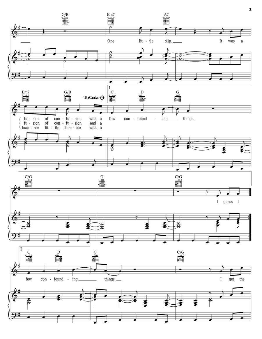 One Little Slip Piano, Vocal, Guitar scores gallery preview page 3