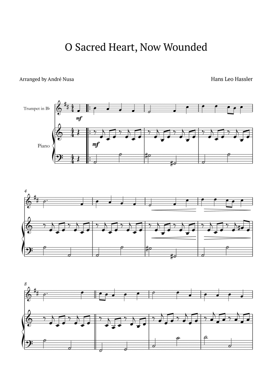 O Sacred Heart, Now Wounded B-Flat Trumpet scores gallery preview page 1