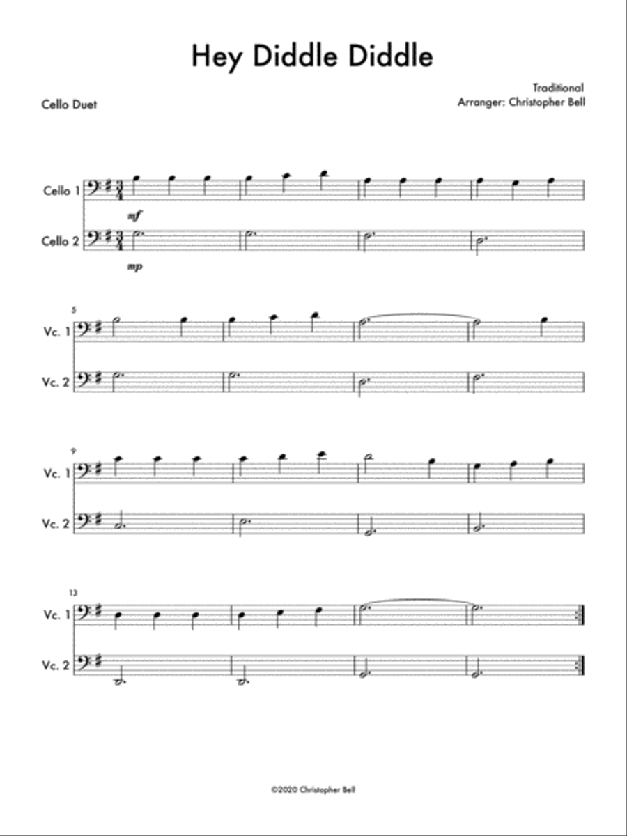 Hey Diddle Diddle String Duet scores gallery preview page 1