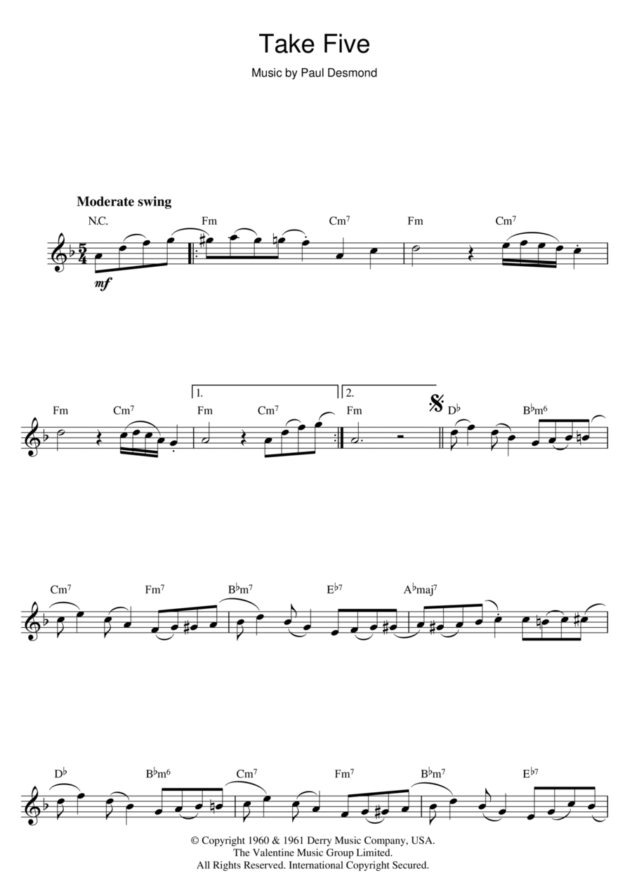 Take Five Piano scores gallery preview page 1