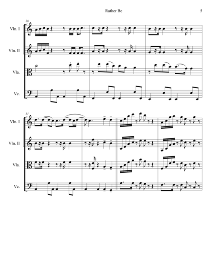 Rather Be String Quartet scores gallery preview page 5