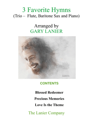 Book cover for 3 FAVORITE HYMNS (Trio - Flute, Baritone Sax & Piano with Score/Parts)