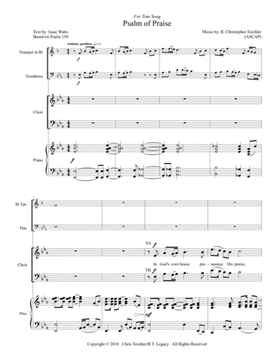 Psalm of Praise - SATB, Trumpet, Trombone & Piano image number null