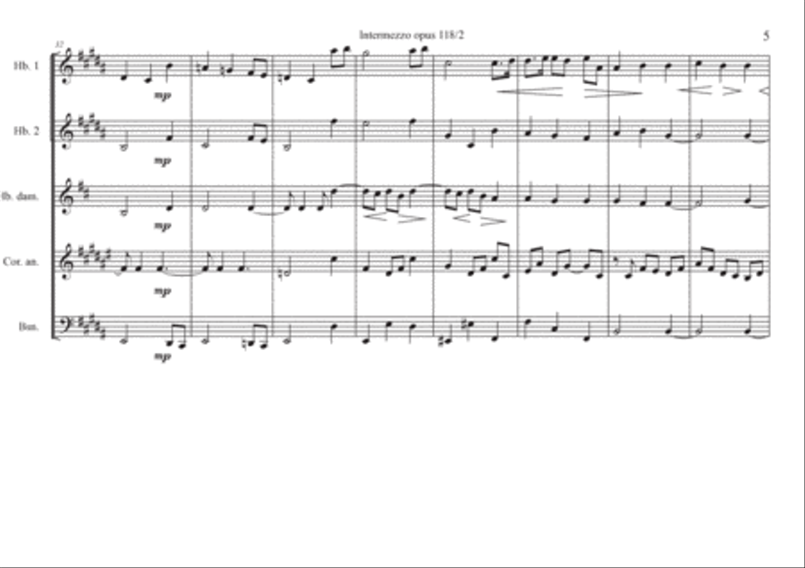 Intermezzo opus 118 n°2 Intermezzo opus 118 n°2 Woodwind Ensemble scores gallery preview page 5