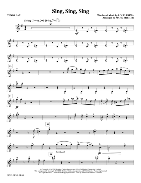 Sing, Sing, Sing - Bb Tenor Saxophone