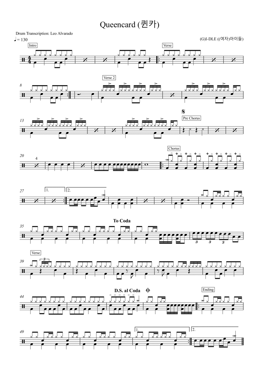Khwin Kha (queencard) Drum Set scores gallery preview page 1