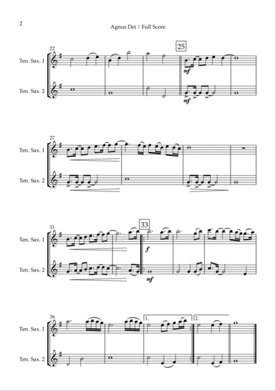 Agnus Dei Woodwind Duet scores gallery preview page 2