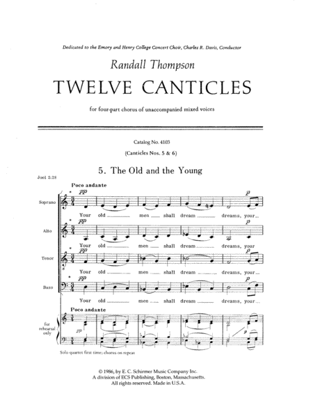 Twelve Canticles: 5. The Old And The Young; 6. I Call to Remembrance (Downloadable)