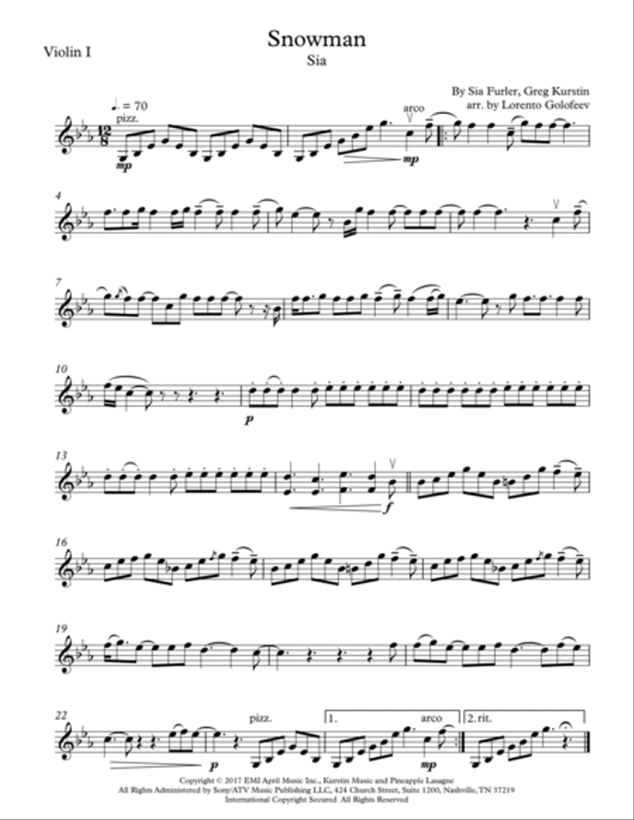 Snowman Snowman String Quartet scores gallery preview page 4