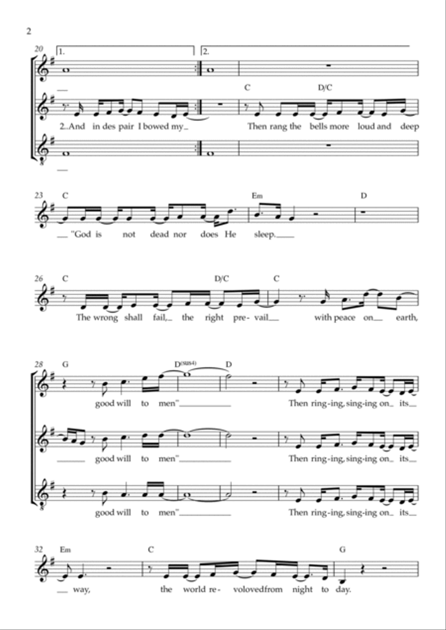 I Heard The Bells On Christmas Day 3-Part scores gallery preview page 2