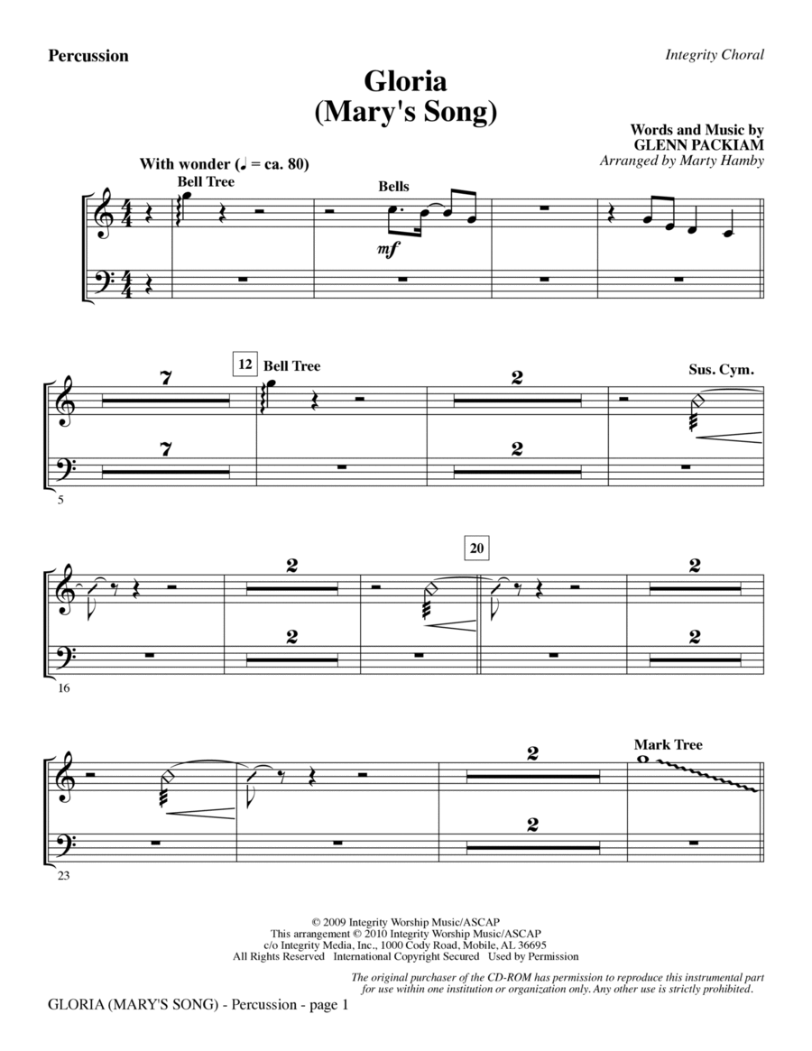 Gloria (Mary's Song) - Percussion Choir scores gallery preview page 1