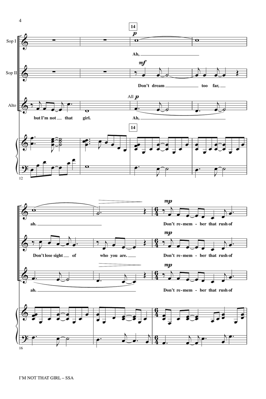 I'm Not That Girl (from Wicked) SSA scores gallery preview page 2
