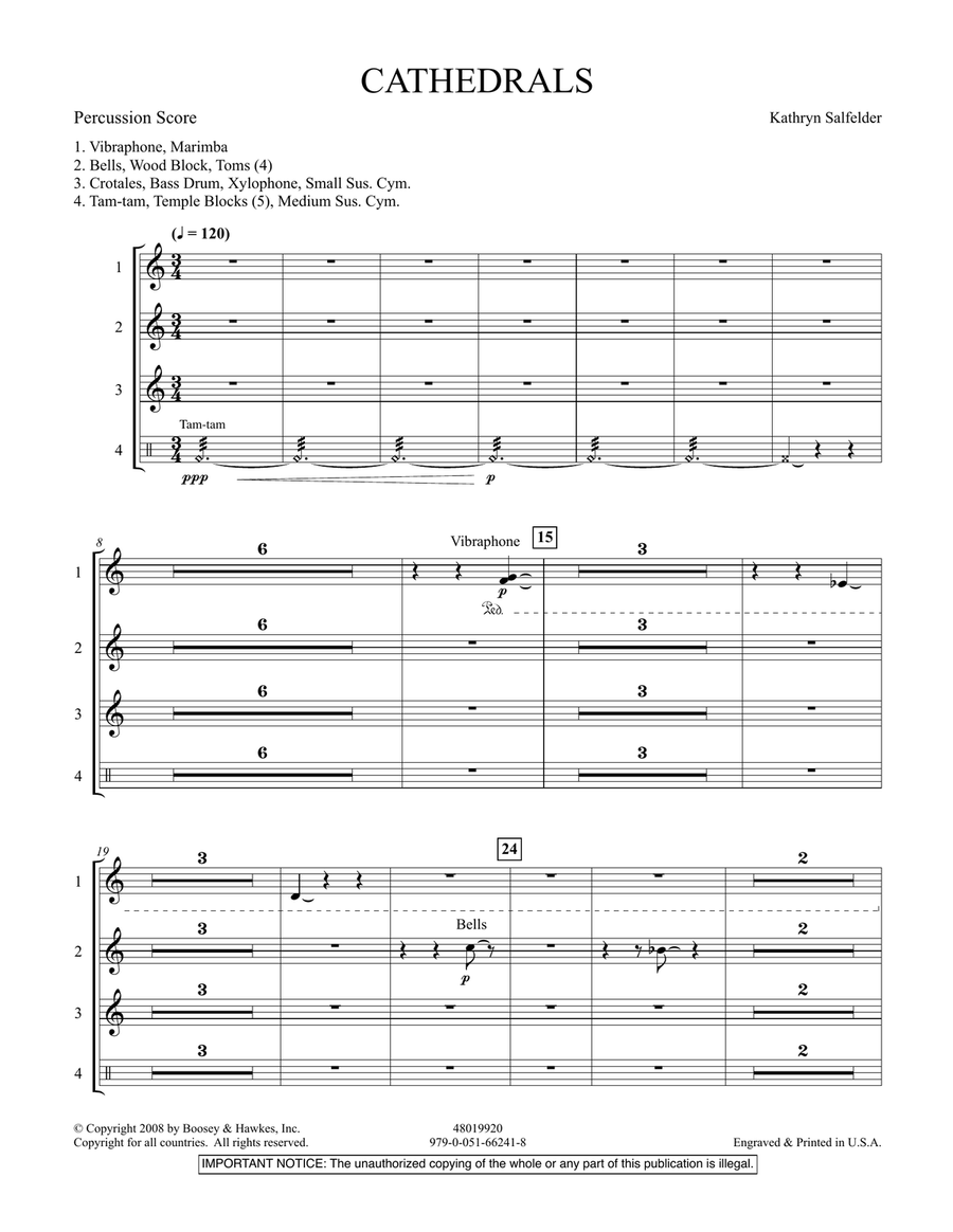 Book cover for Cathedrals - Percussion Score