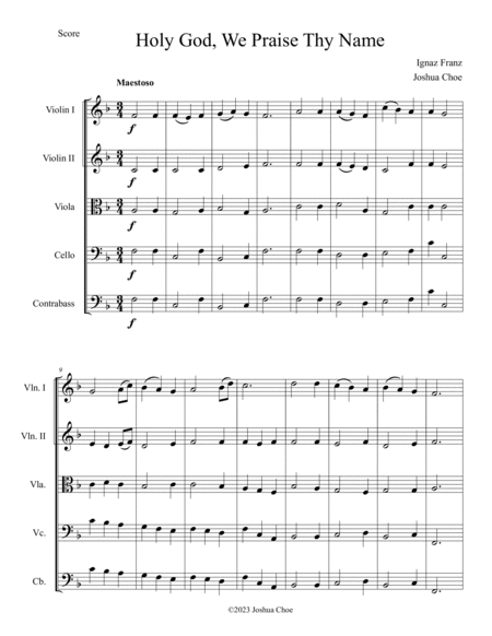 Holy God, We Praise Thy Name (Version for String Quartet/Quintet) image number null