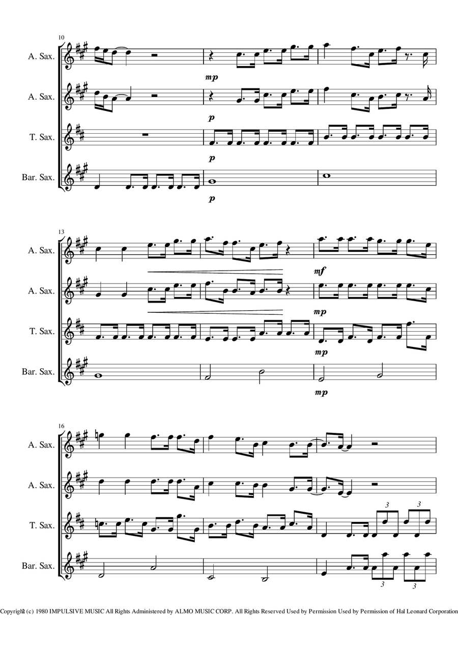 It's Still Rock And Roll To Me Woodwind Quartet scores gallery preview page 2