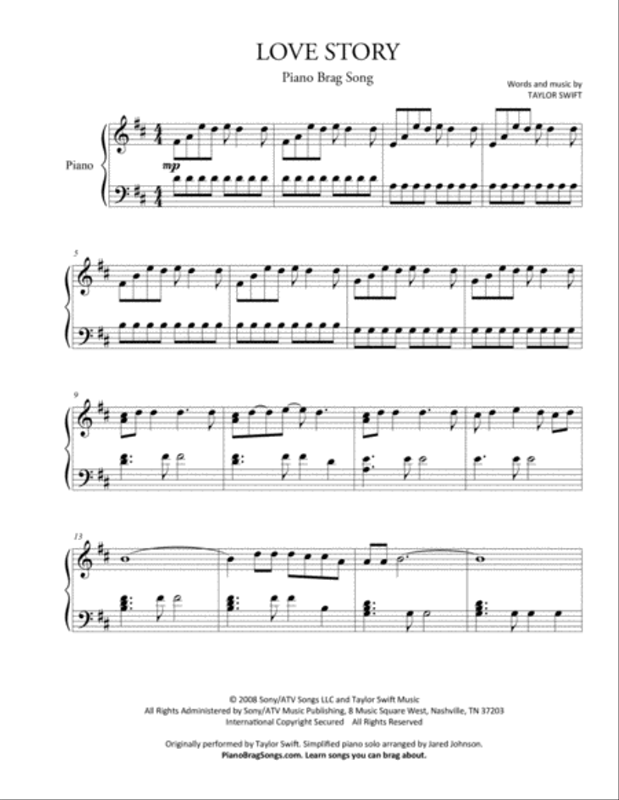 Love Story Piano Solo scores gallery preview page 1