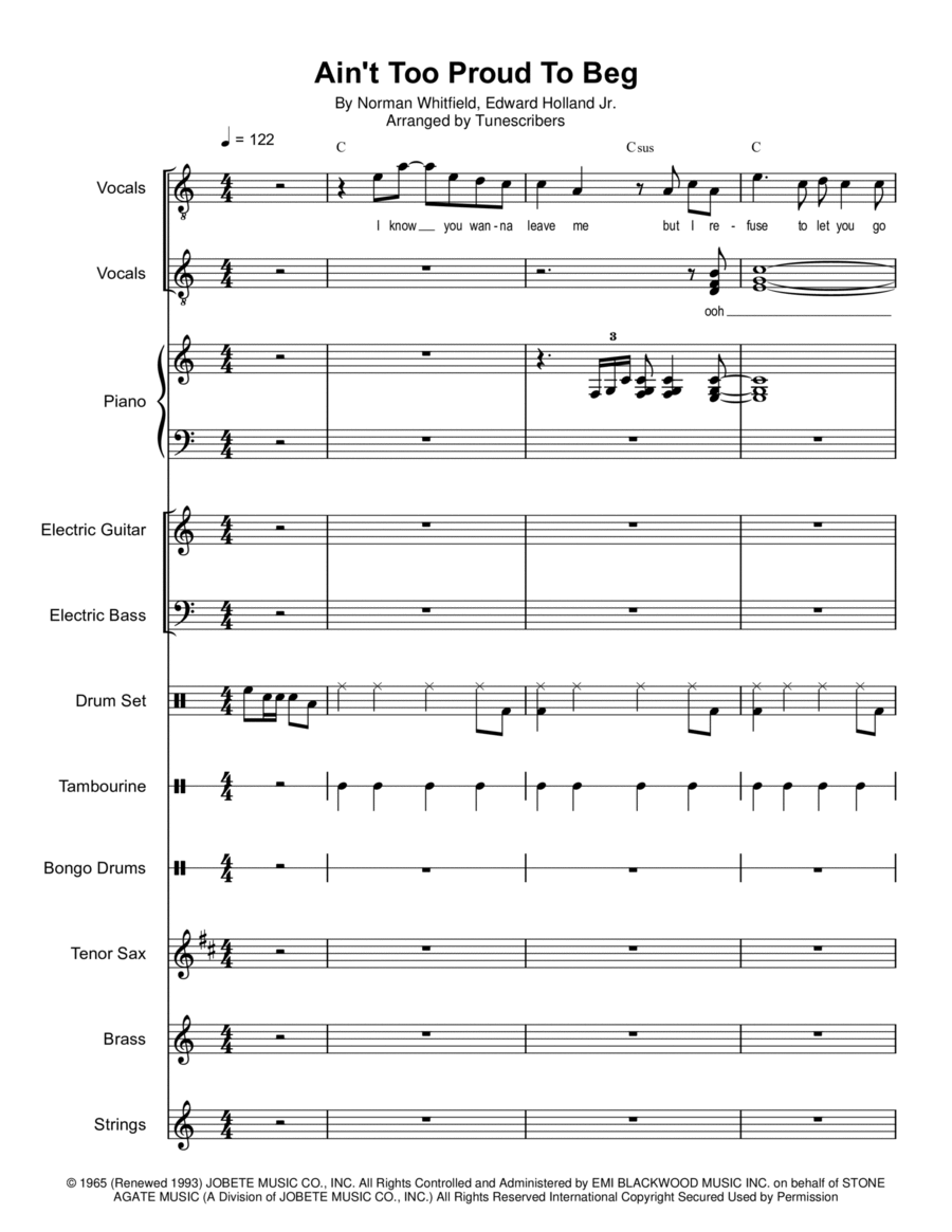 Ain't Too Proud To Beg Choir scores gallery preview page 1