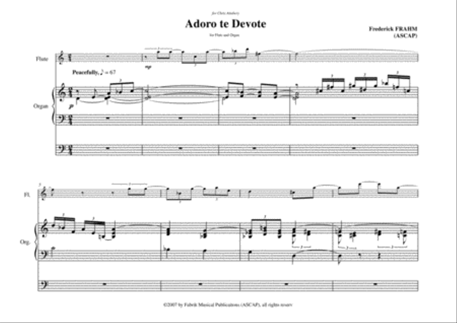 Frederick Frahm: Adoro Te Devote for flute and organ Woodwind Duet scores gallery preview page 2