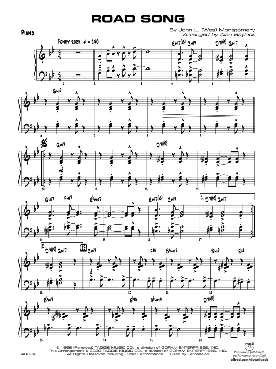 Road Song: Piano Accompaniment Jazz Ensemble scores gallery preview page 1