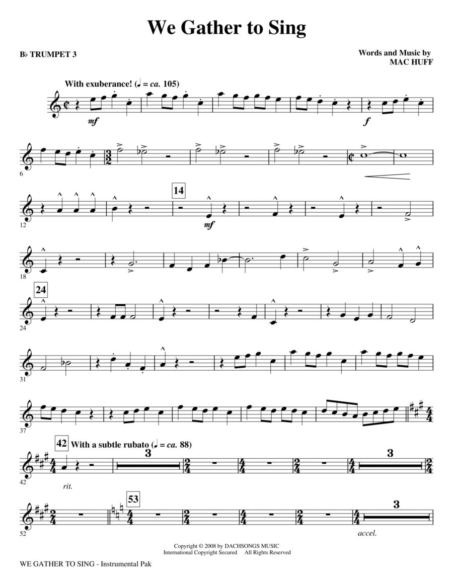 We Gather To Sing - Bb Trumpet 3 Choir scores gallery preview page 1