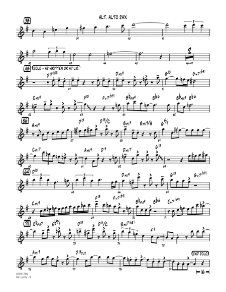 Mr. Lucky (Soprano Sax Feature) - Alternate Alto Sax