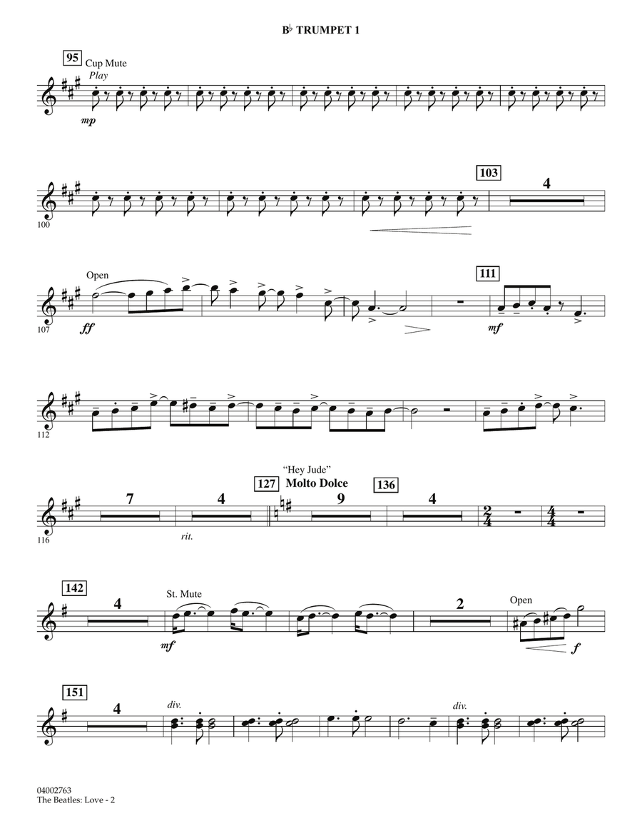 The Beatles: Love - Bb Trumpet 1 Concert Band scores gallery preview page 2