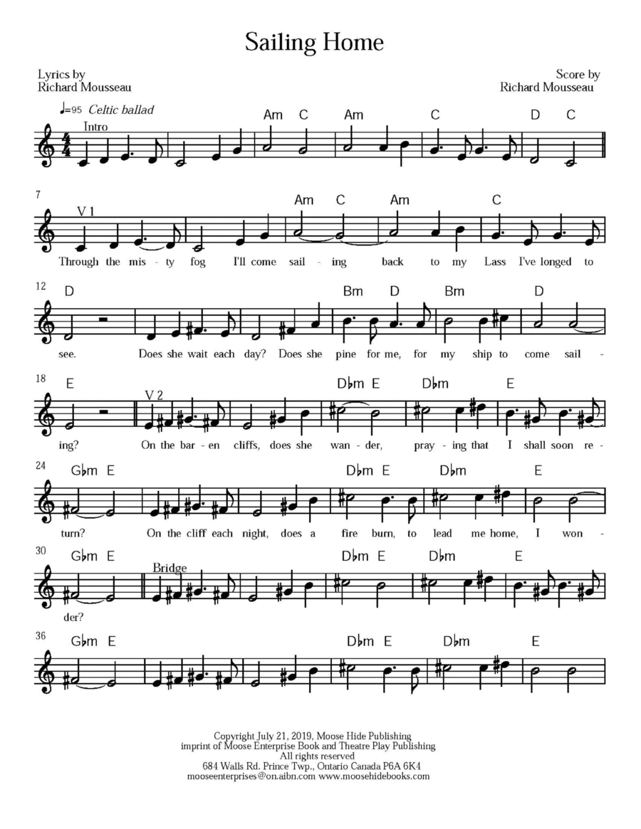 Sailing Home Piano scores gallery preview page 1