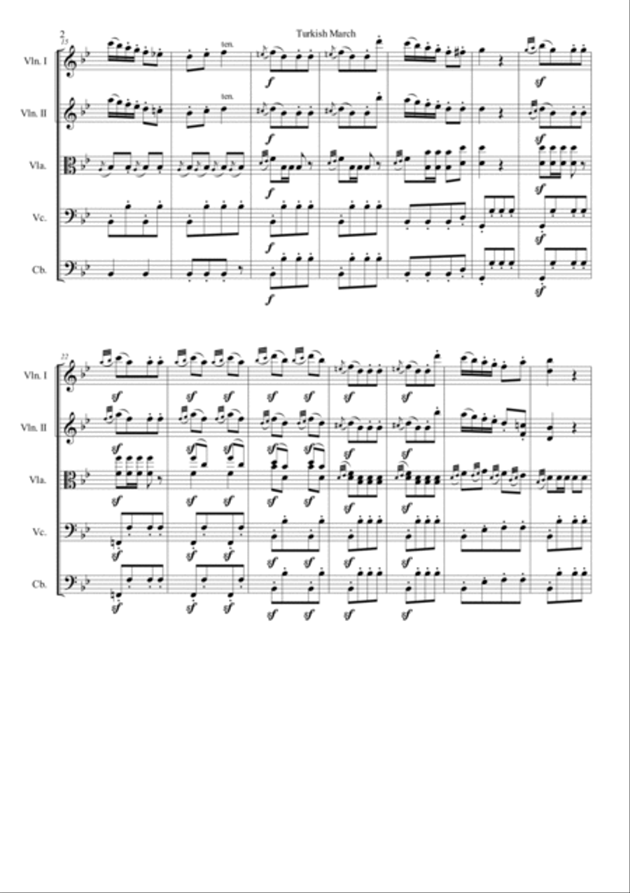 Turkish March String Quartet scores gallery preview page 3